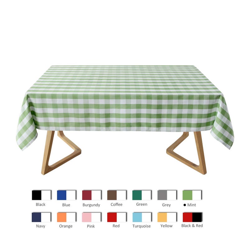 maxmill Rectangle Checkered Tablecloth Waterproof Spillproof Wrinkle Resistant Buffalo Plaid Heavy Weight Table Cloth Gingham Table Cover for Outdoor and Indoor Use, 52 x 70 Inch Mint and White - Image 3